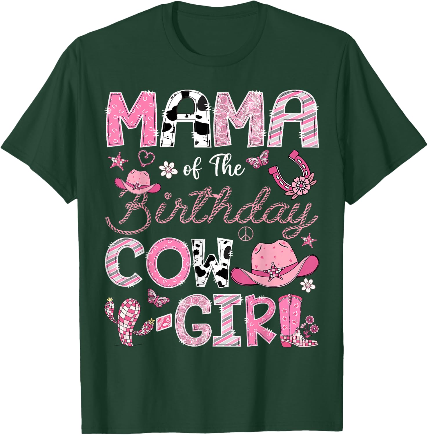 Mama Of The Birthday Cow-Girl Rodeo CowGirl Birthday T-Shirt - T-Shirt | Forest