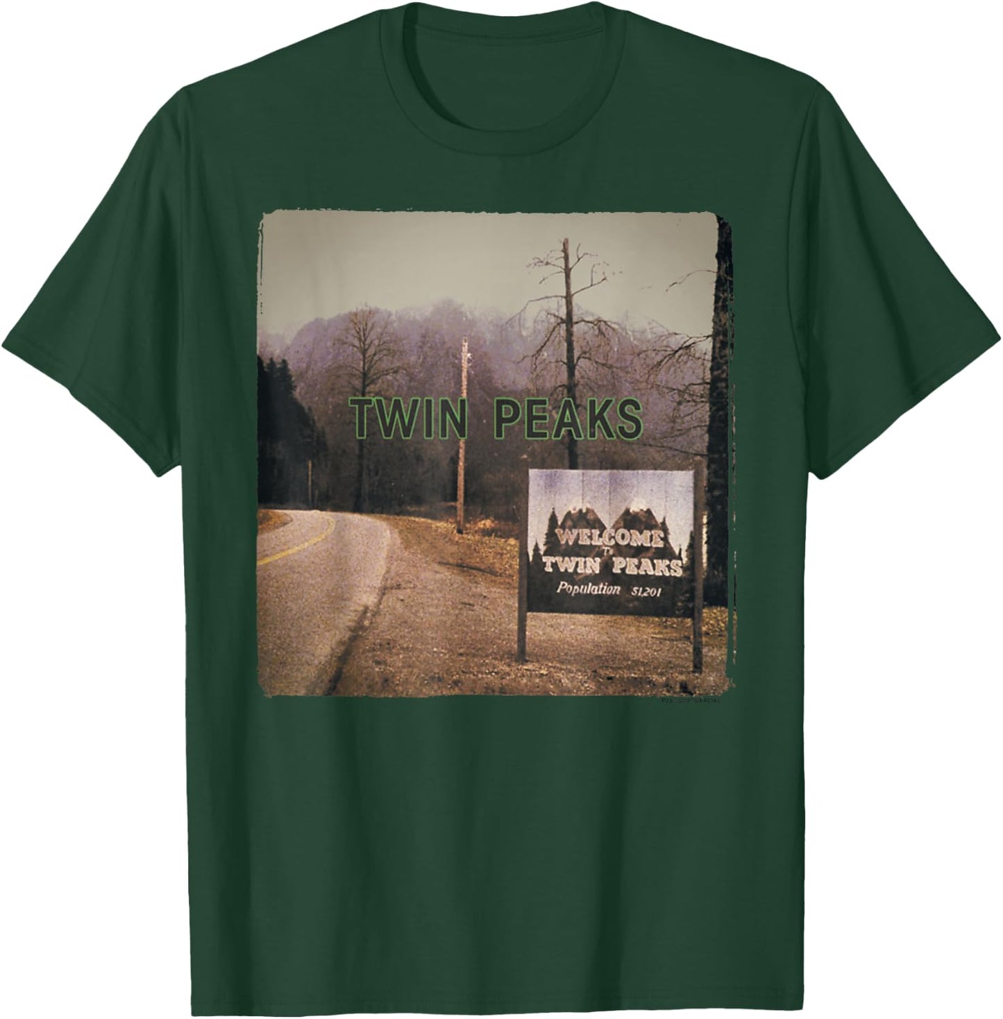 Twin Peaks City Limits Welcome Sign Vintage Panel T-Shirt - T-Shirt | Forest