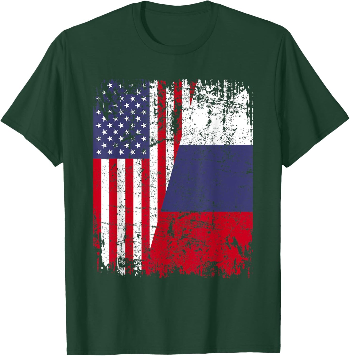 RUSSIAN ROOTS | Half American Flag | RUSSIA Women Kids Men T-Shirt - T-Shirt | Forest