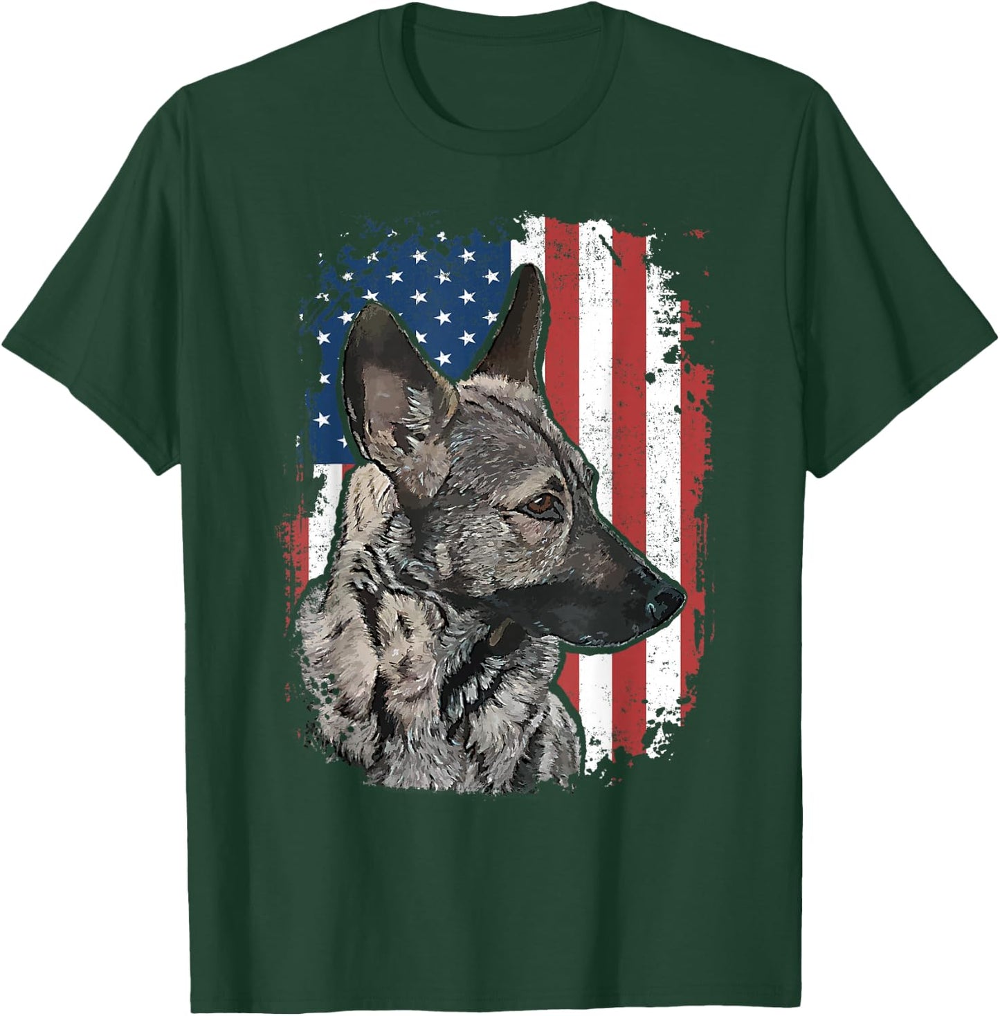 Sable German Shepherd American Flag Patriotic Dog T-Shirt - T-Shirt | Forest