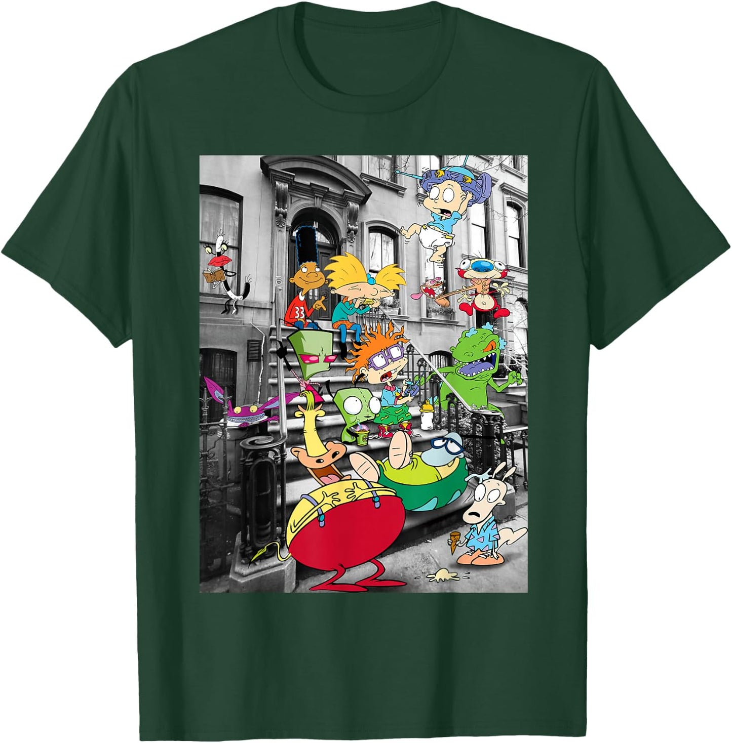 Nickelodeon Classic Nicktoons Hanging On Stoop T-Shirt - T-Shirt | Forest