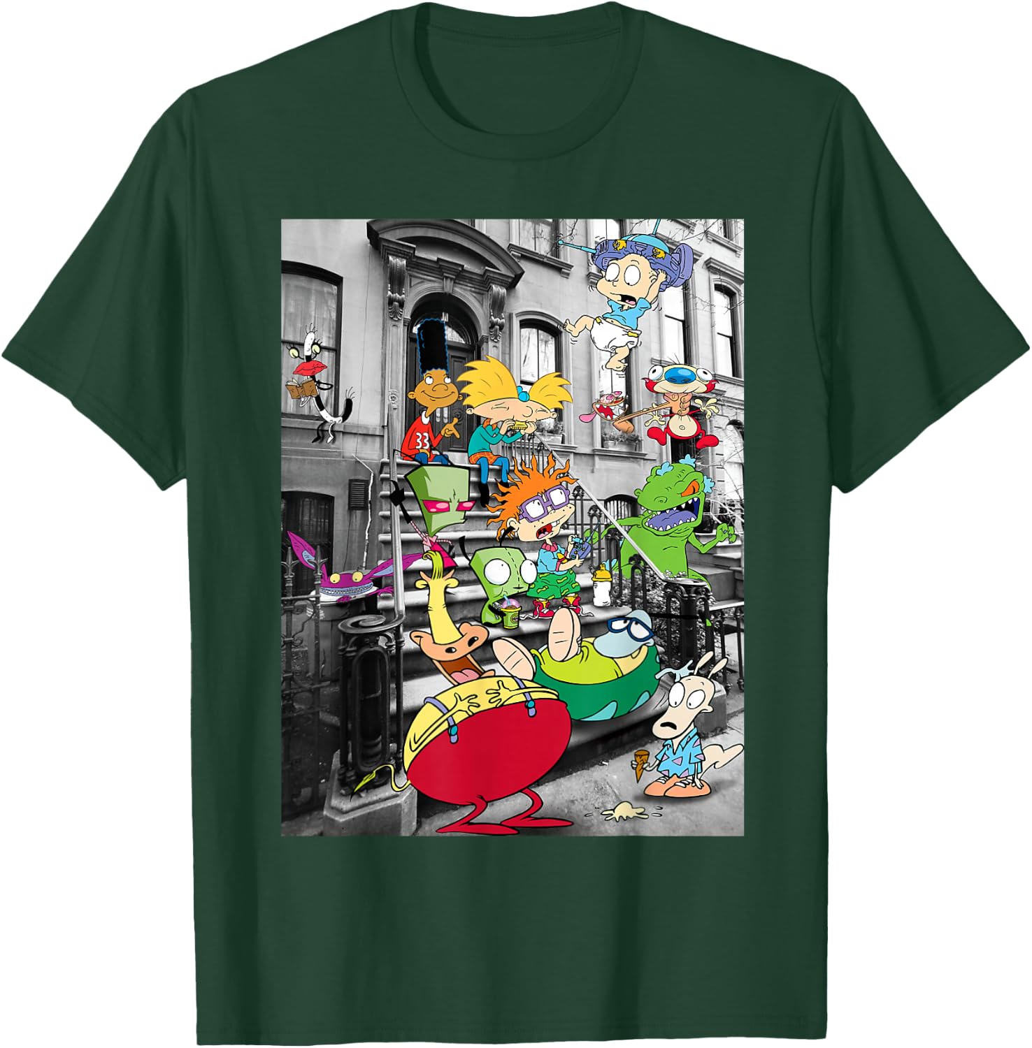 Nickelodeon Classic Nicktoons Hanging On Stoop T-Shirt - T-Shirt | Forest