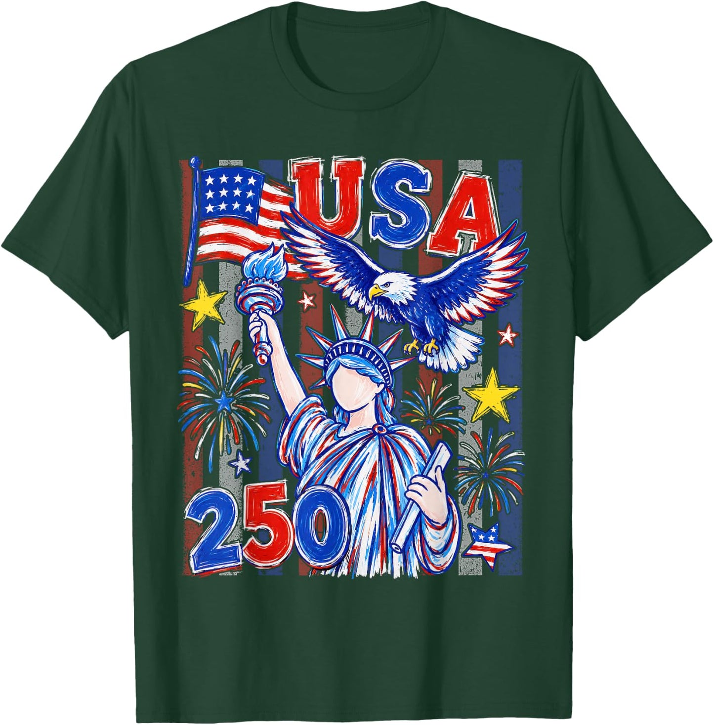 America Retro 250 Years 250th Anniversary USA 1776 2026 T-Shirt - T-Shirt | Forest