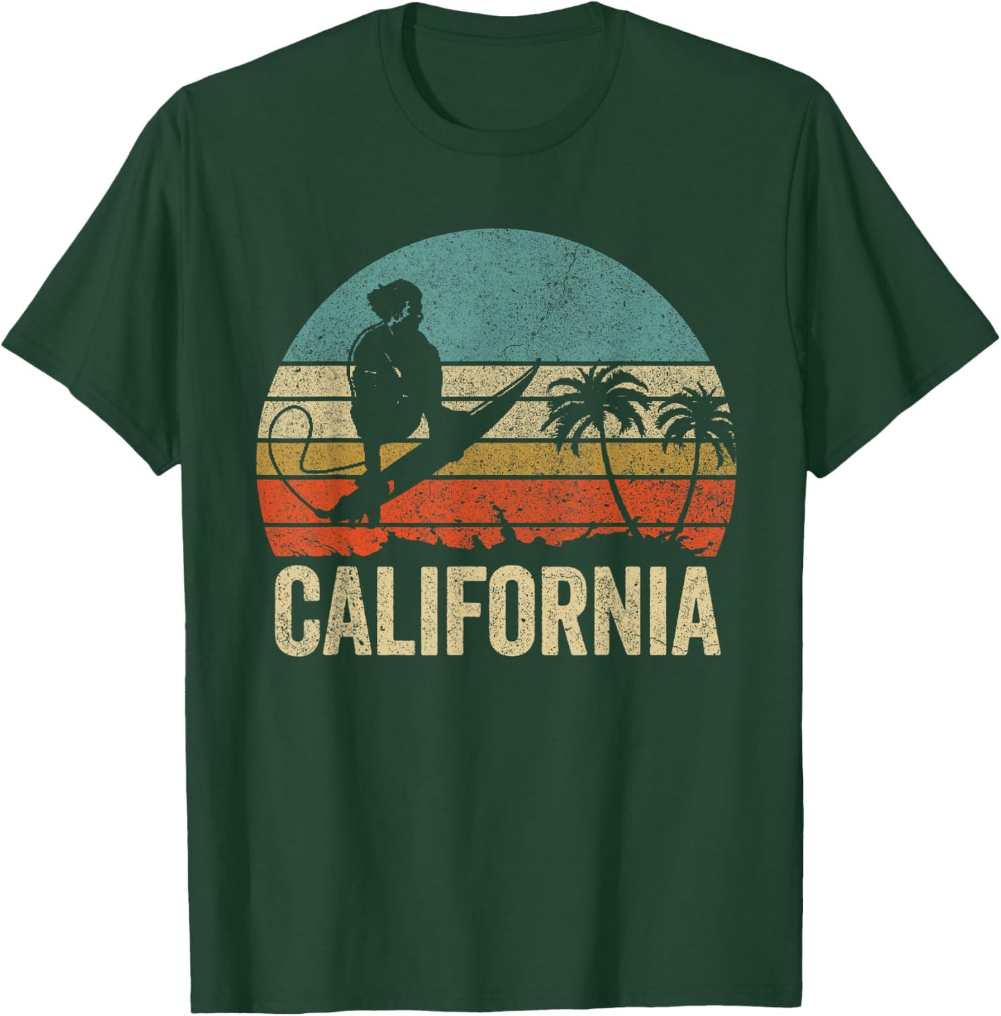 California Surf CA Vintage Retro Men Women Kid Surfer Sunset T-Shirt - T-Shirt | Forest