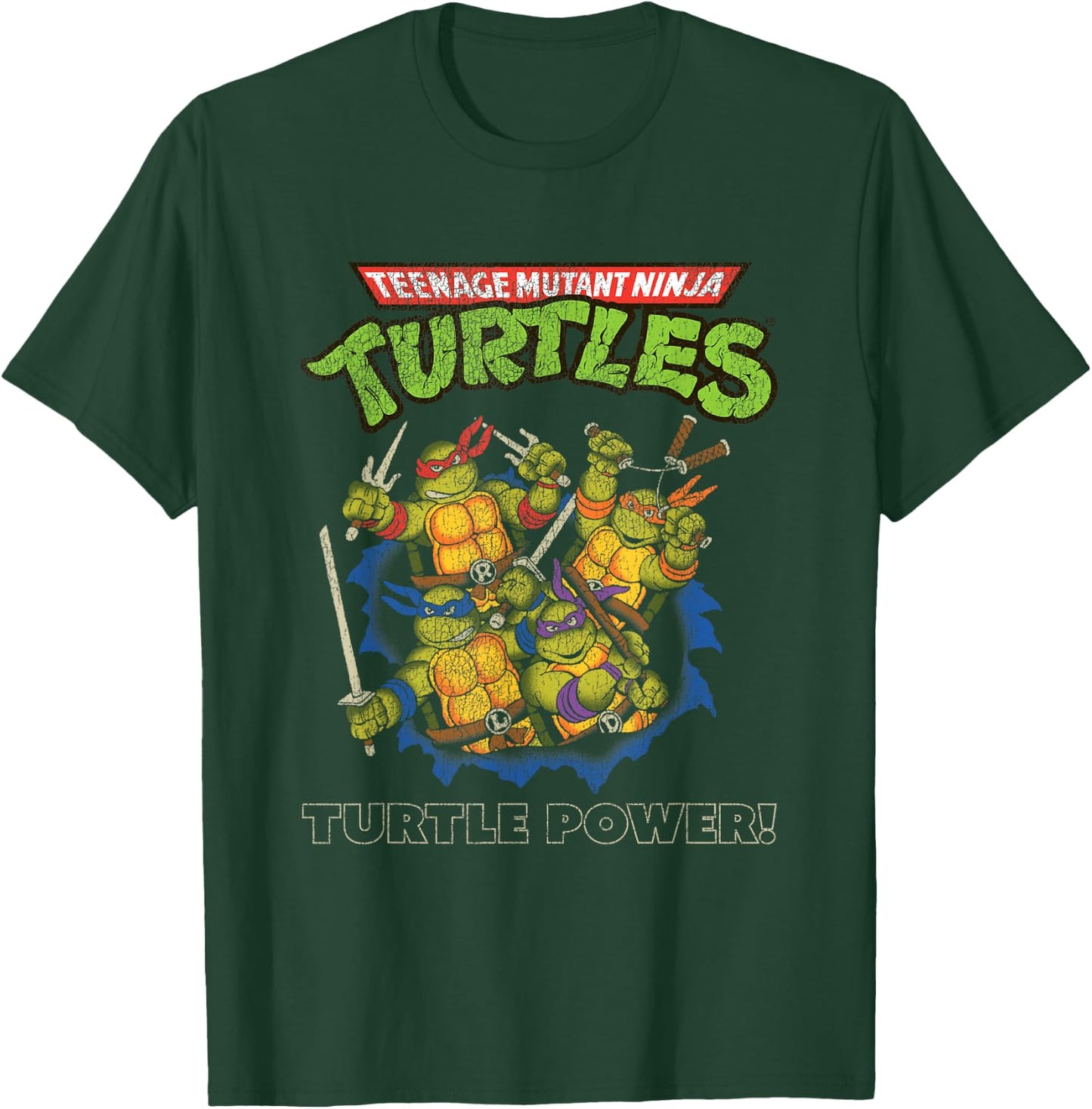 Teenage Mutant Ninja Turtles Distressed Turtle Power T-Shirt - T-Shirt | Forest