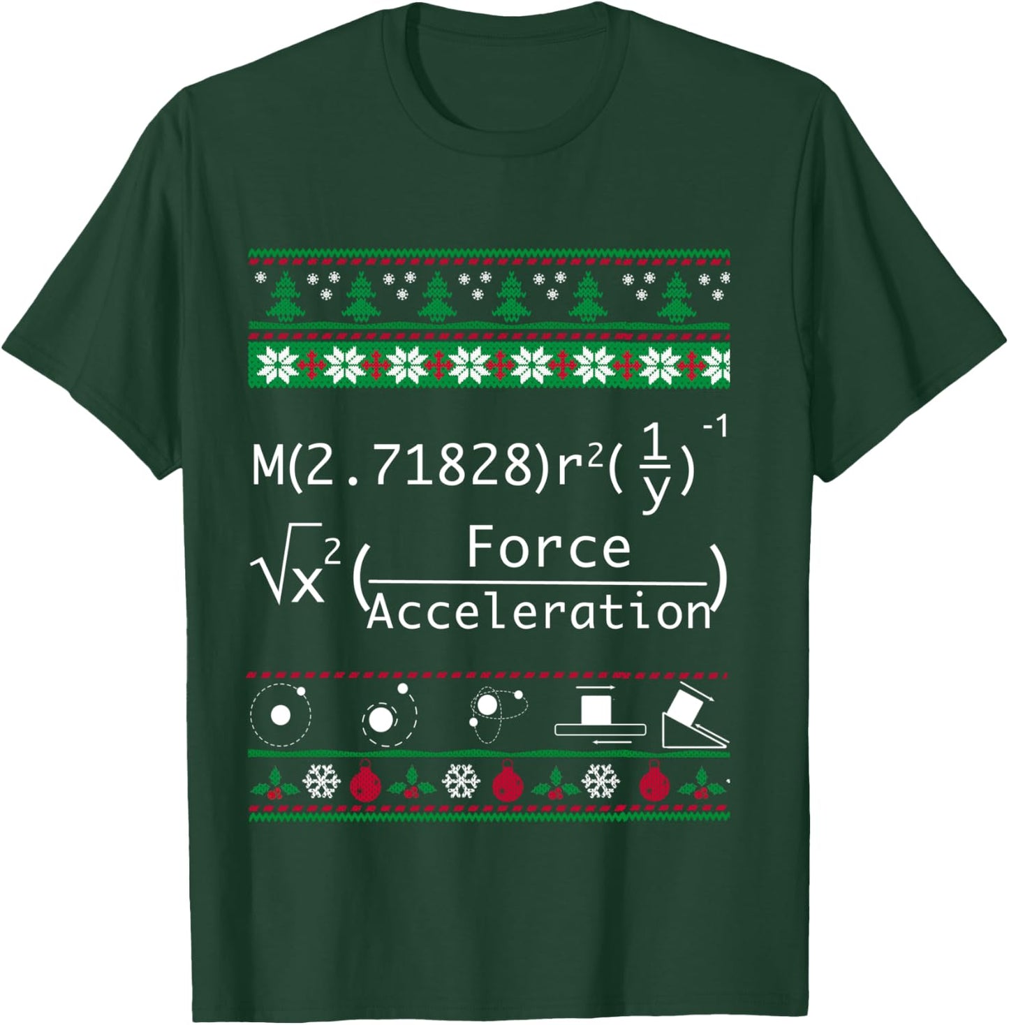 Funny Physics Christmas Sweater Shirt-Merry Xmas in Physics T-Shirt - T-Shirt | Forest