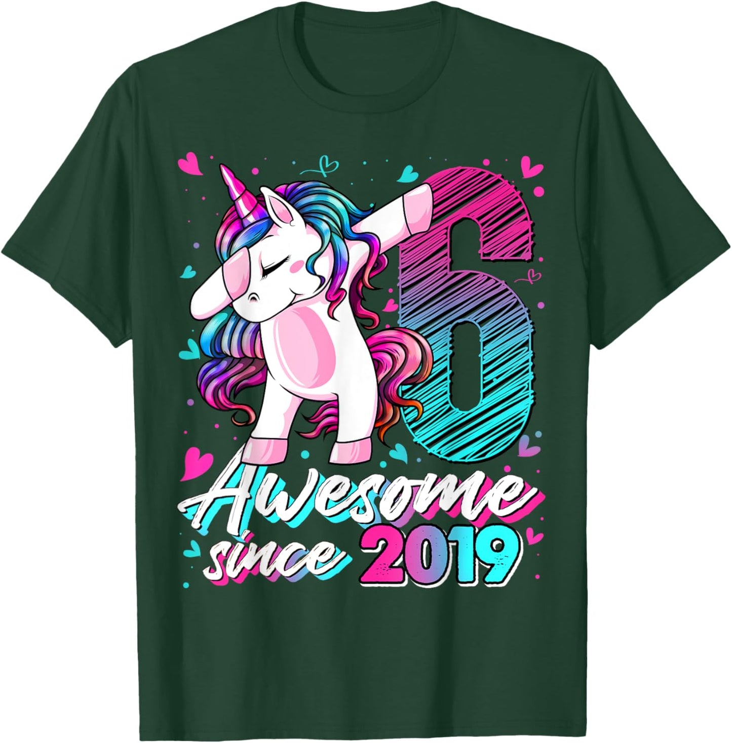 6 Year Old Unicorn Gifts For Girls 6th Birthday Girl Party T-Shirt - T-Shirt | Forest