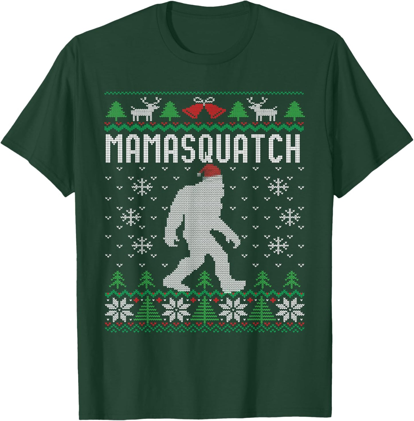 Bigfoot Santa Ugly Christmas Pajamas Mom T-Shirt - T-Shirt | Forest