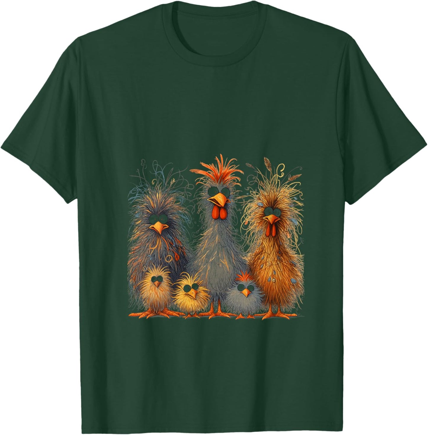 Eagerlys Colorful Funny Chicken Art, Women Kids V-Neck T-Shirt - T-Shirt | Forest