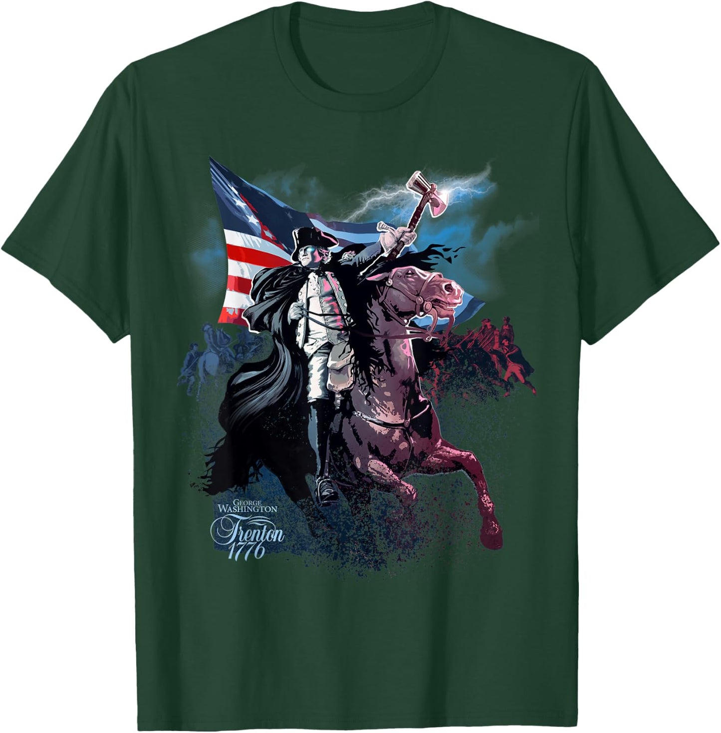 History Shirt showing George Washington at Trenton 1776 T-Shirt - T-Shirt | Forest