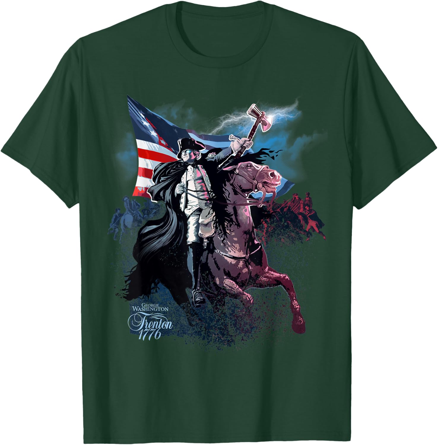 History Shirt showing George Washington at Trenton 1776 T-Shirt - T-Shirt | Forest