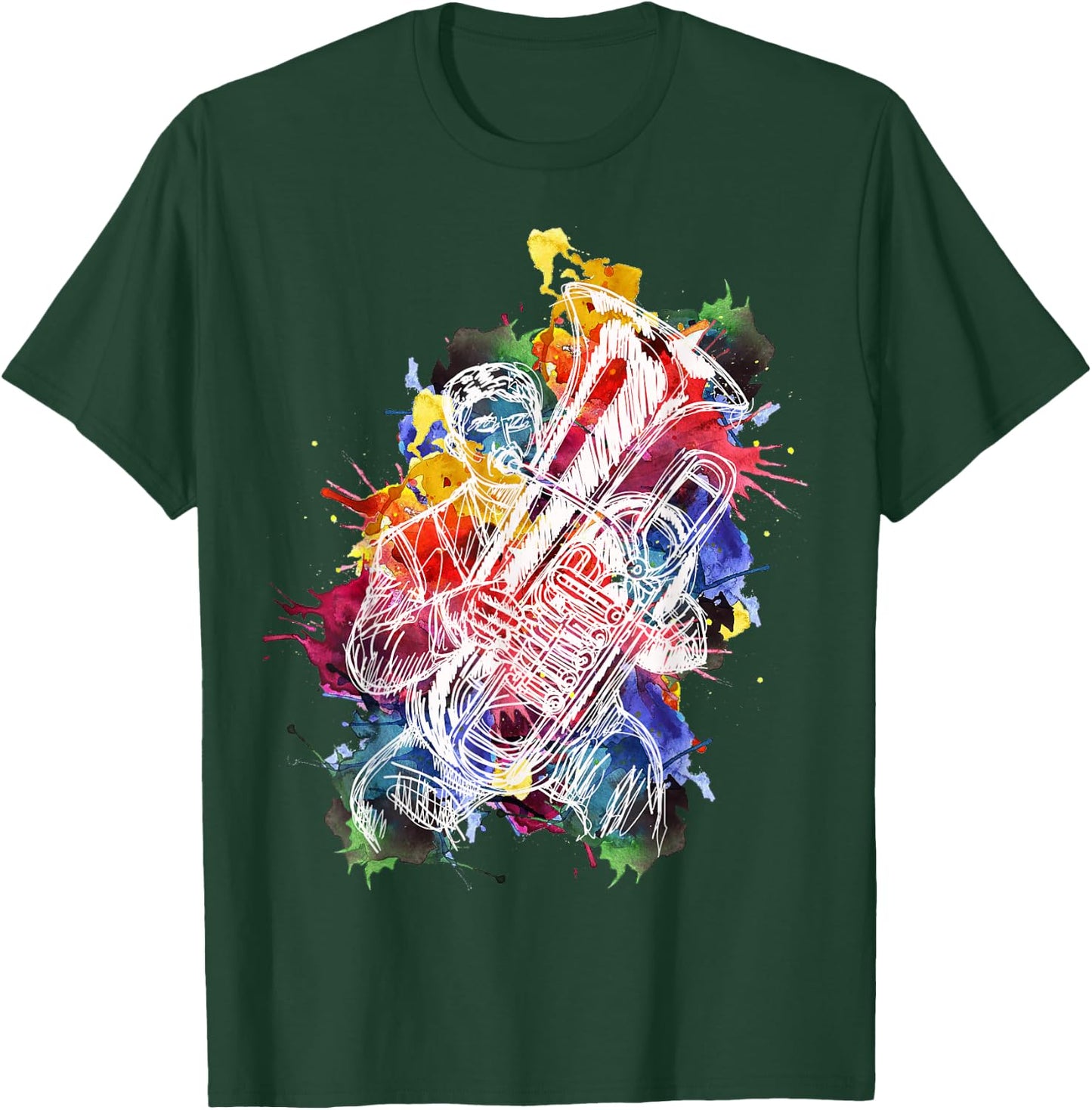Tuba Player Musician Gift Instrument Art T-Shirt - T-Shirt | Forest