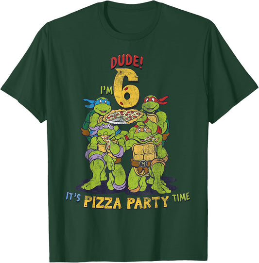 Teenage Mutant Ninja Turtles I'm 6 Dude Pizza Birthday Party T-Shirt - T-Shirt | Forest