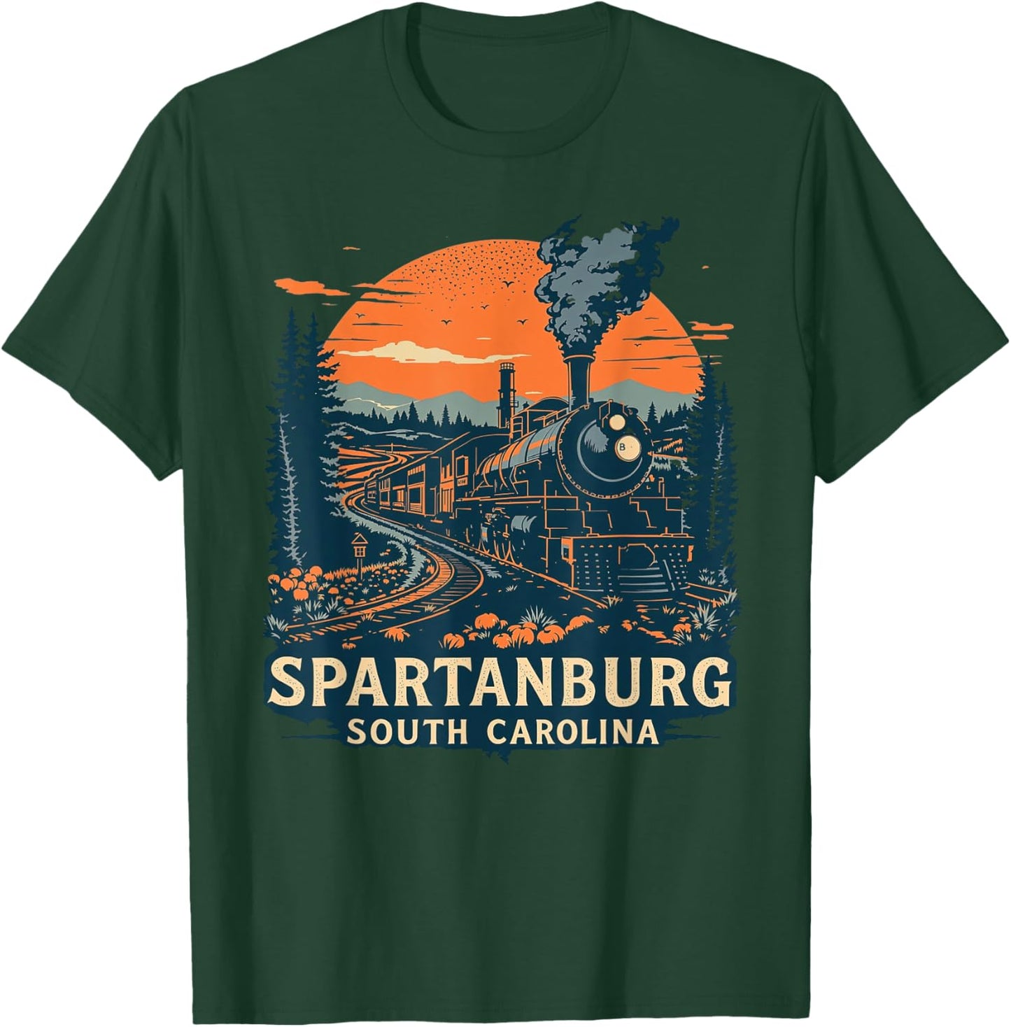 Vintage Spartanburg South Carolina Sunset Nature Cityscape T-Shirt - T-Shirt | Forest