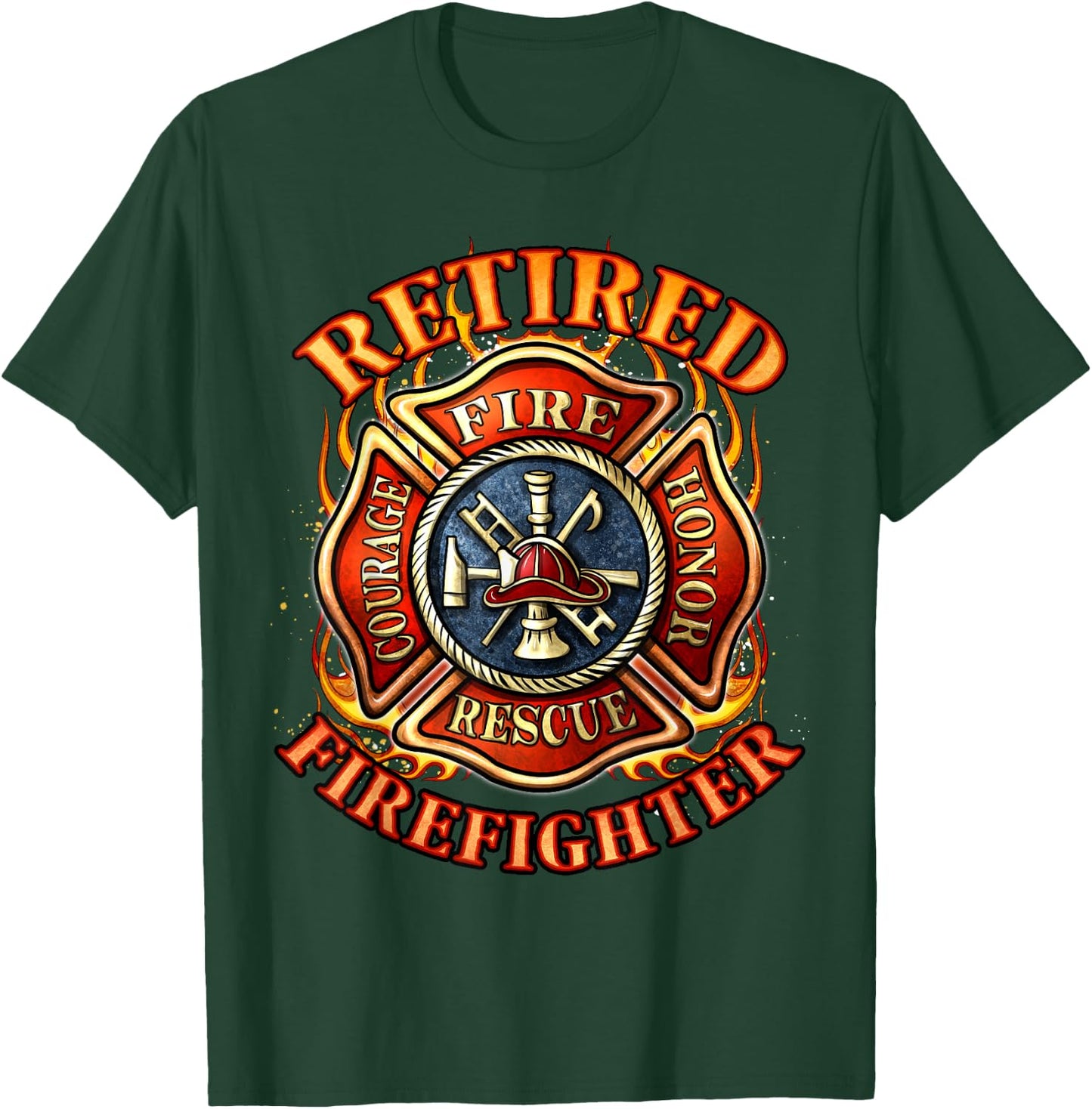 Retired Firefighter Gift Fireman Retirement Party Gift T-Shirt - T-Shirt | Forest