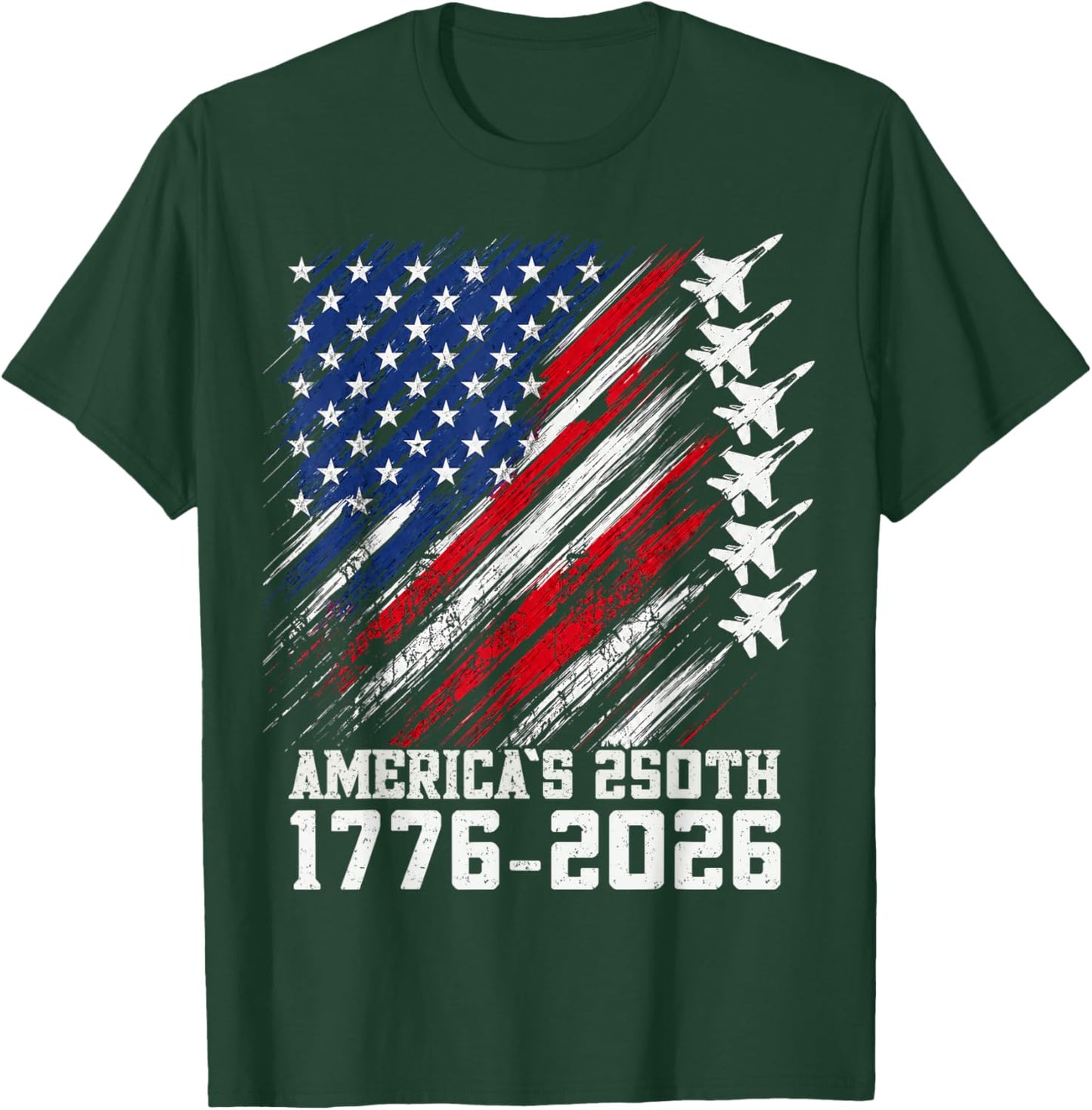 250 Year American Anniversary Fighter Jets 4th of July Boys T-Shirt - T-Shirt | Forest