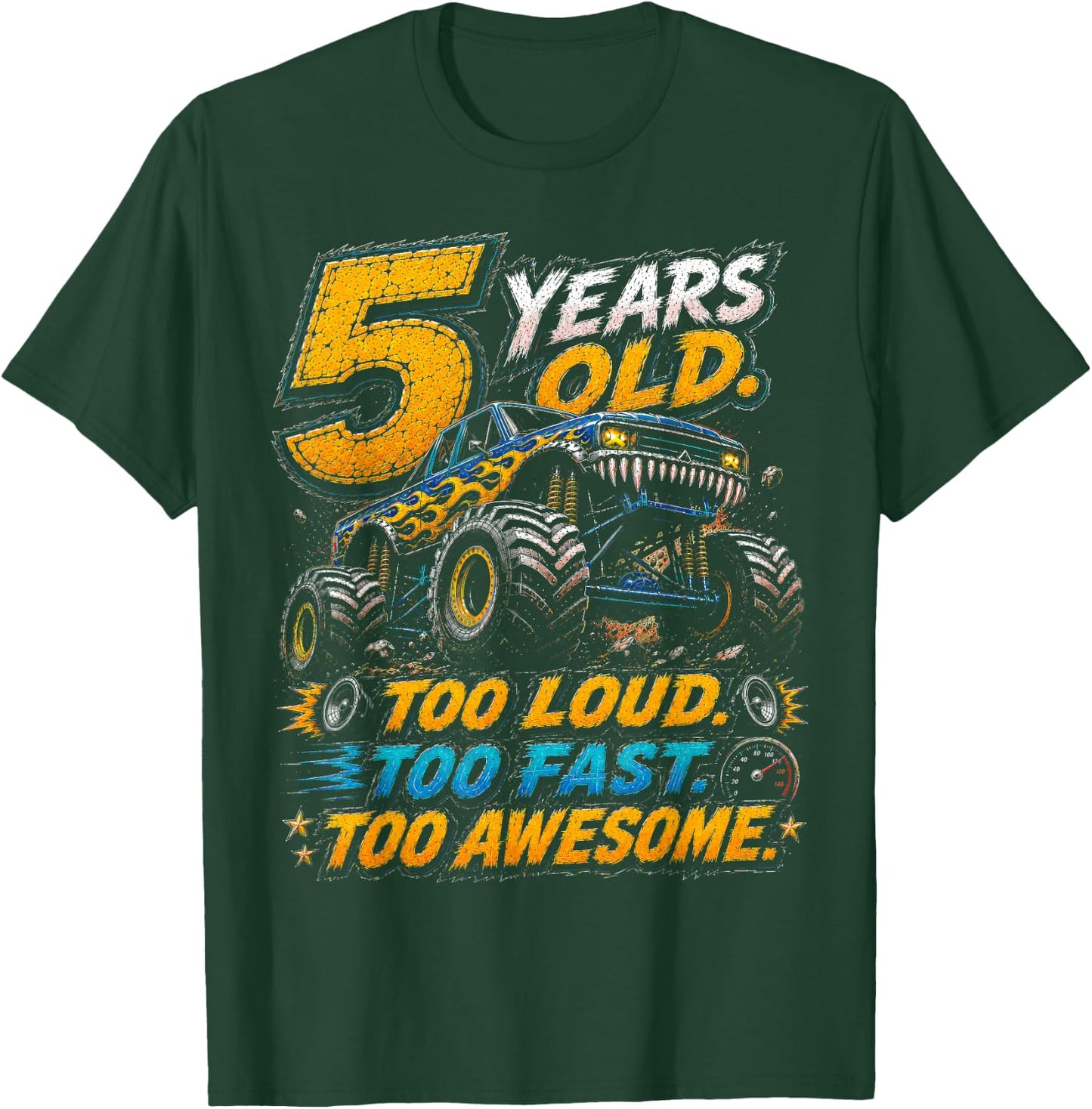 Monster Truck 5th Birthday Shirt 5 Year Old 5th Birthday Boy T-Shirt - T-Shirt | Forest