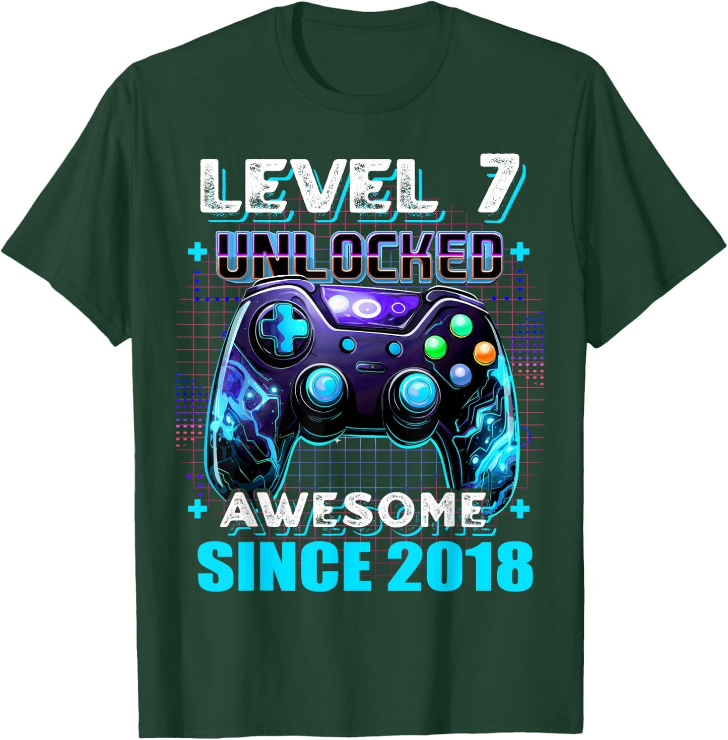 7th Birthday Boy Level 7 Gamer 7 Year Video Game Party T-Shirt - T-Shirt | Forest
