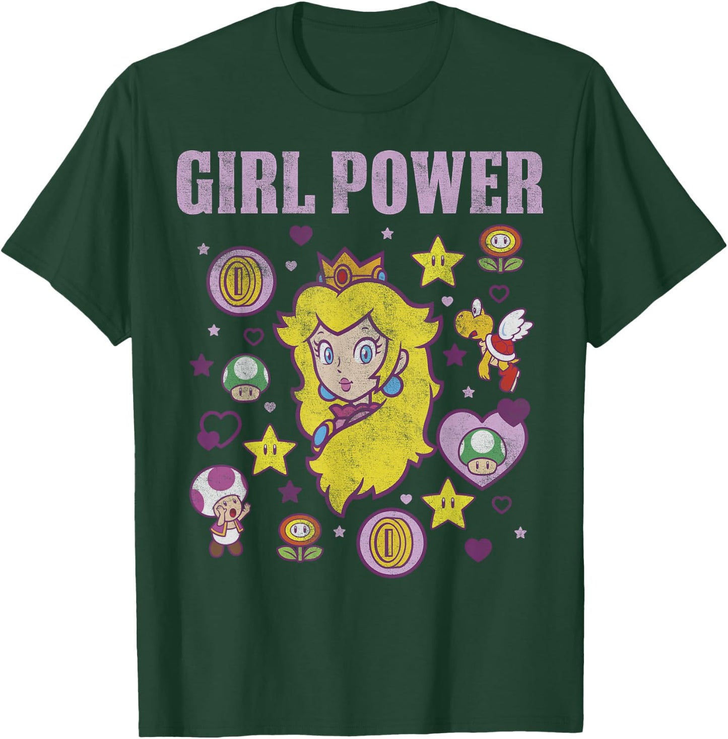 Nintendo Super Mario Peach Girl Power Icons Graphic T-Shirt - T-Shirt | Forest