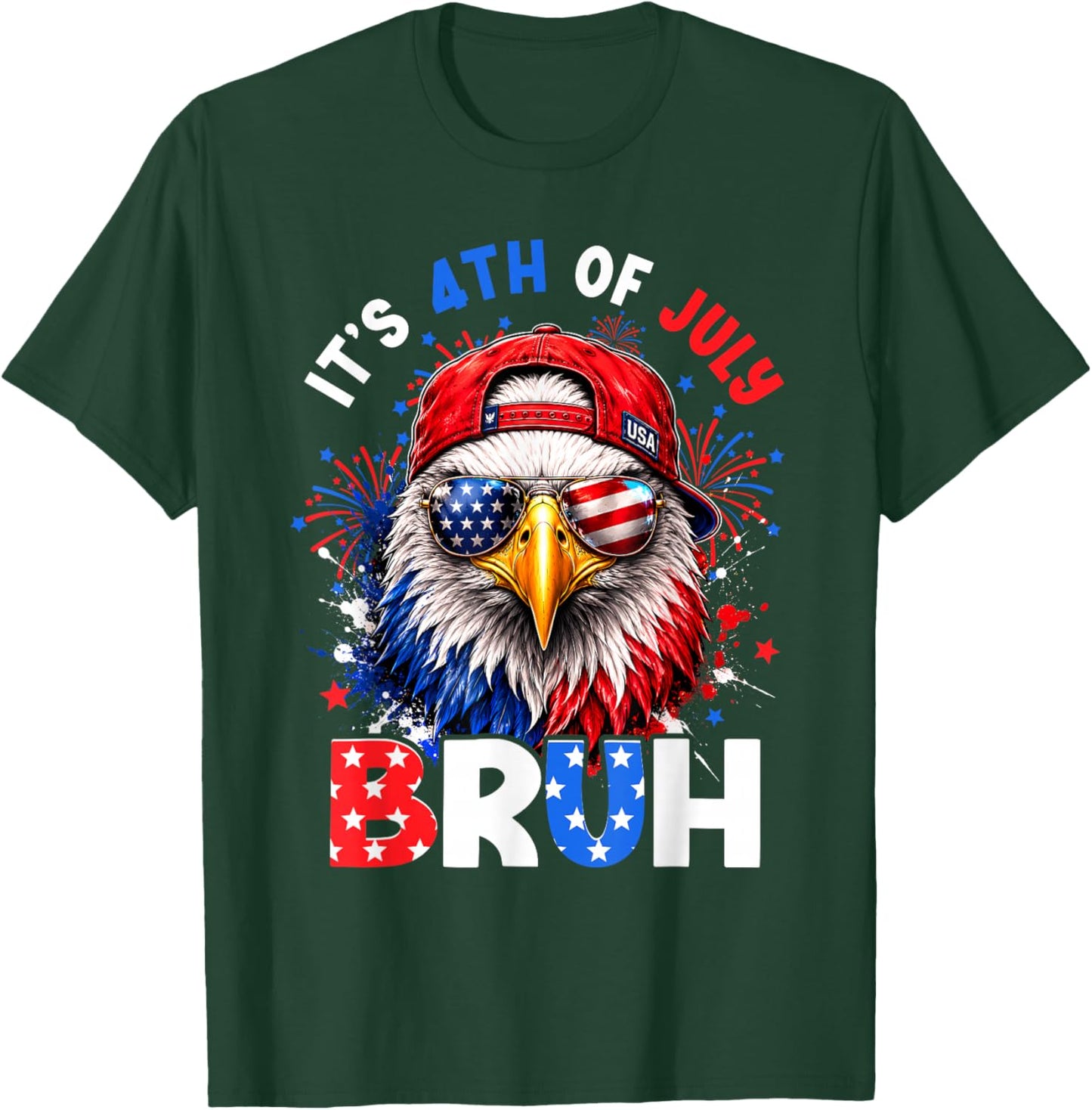 Bruh Eagles USA American Patriotic Fourth of July Men Boys T-Shirt - T-Shirt | Forest