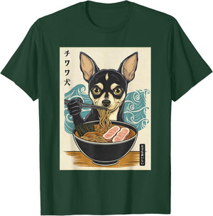 Dog Ramen Japanese Anime Cute Kawaii Chihuahua Eat Ramen T-Shirt - T-Shirt | Forest