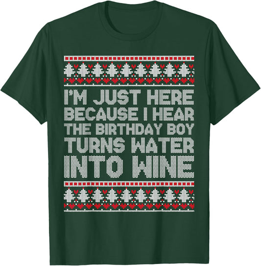Turns Water Into Wine Jesus Christian Christmas Ugly Sweater T-Shirt - T-Shirt | Forest