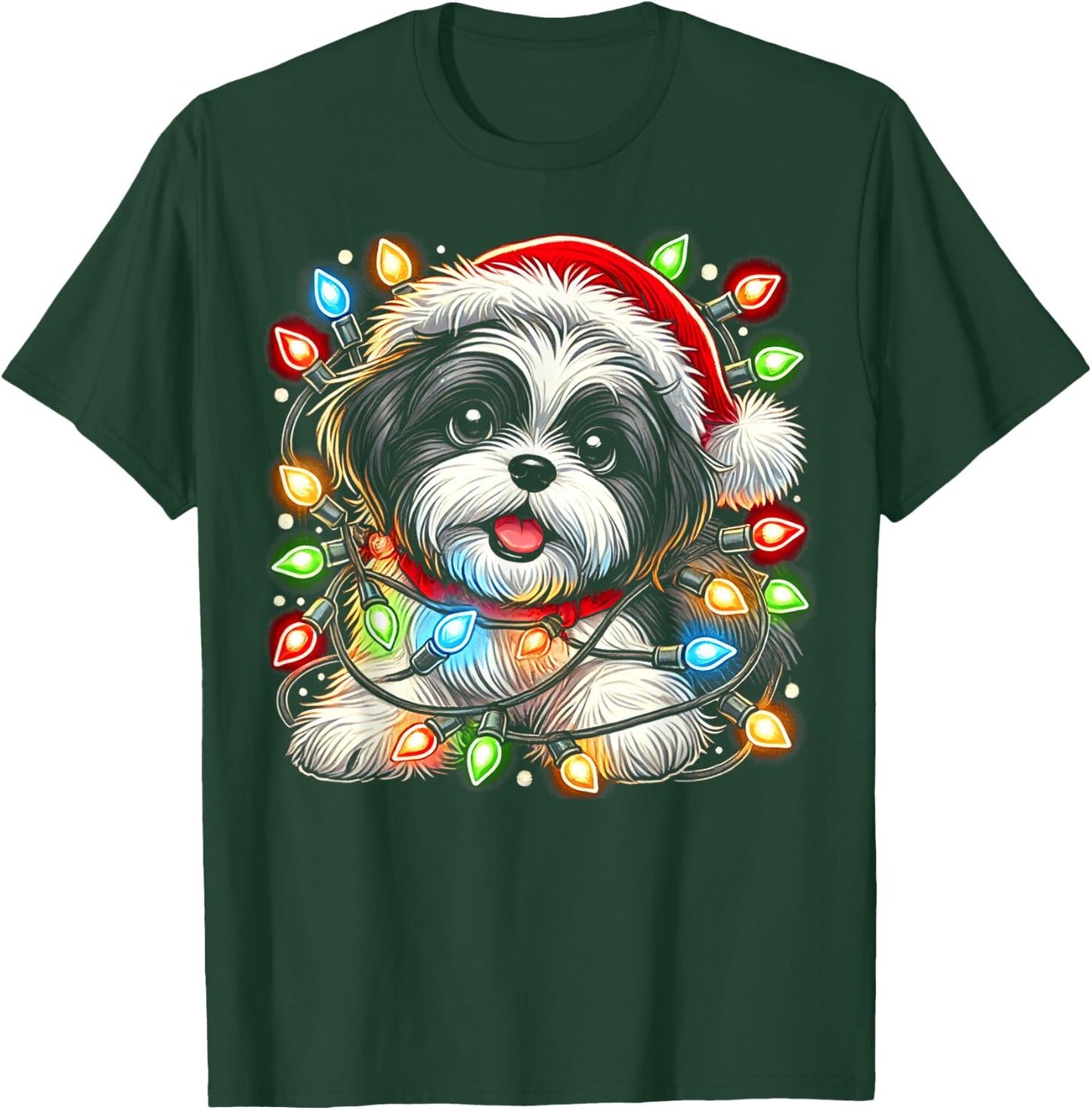 Merry Christmas Xmas Shih Tzu Santa Dog T-Shirt - T-Shirt | Forest