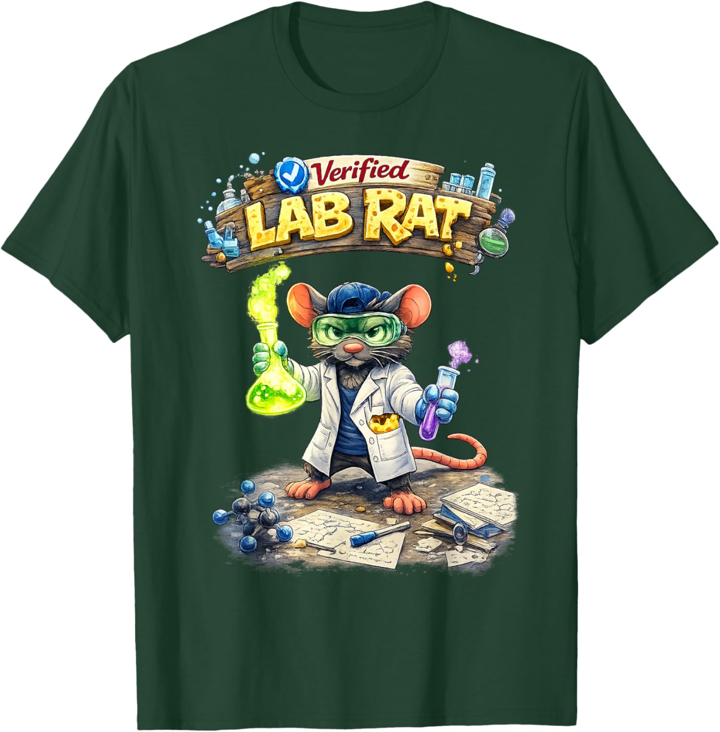 Verified Lab Rat - Funny Science T-Shirt - T-Shirt | Forest