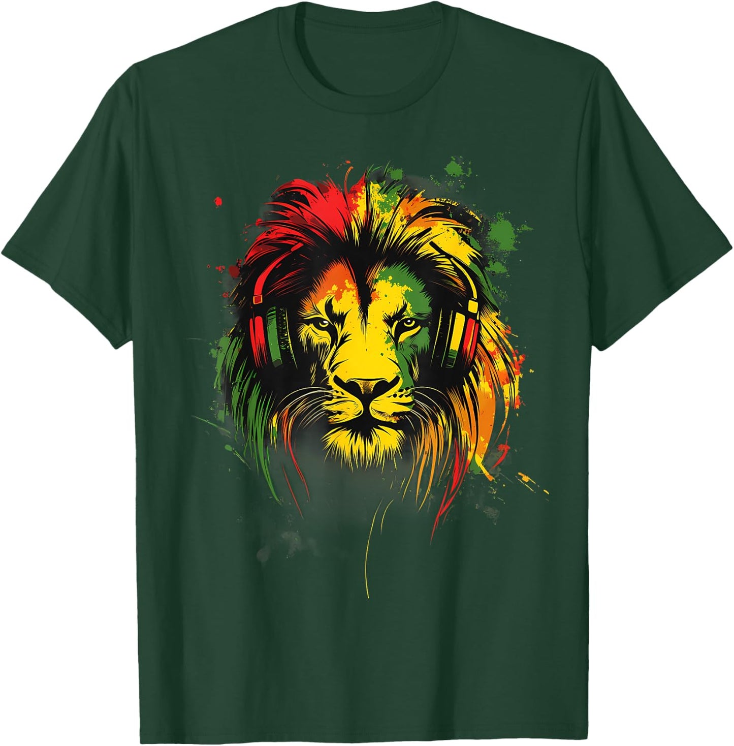 Rasta Reggae Music Lion Of Judah Jamaican Pride Jamaica T-Shirt - T-Shirt | Forest
