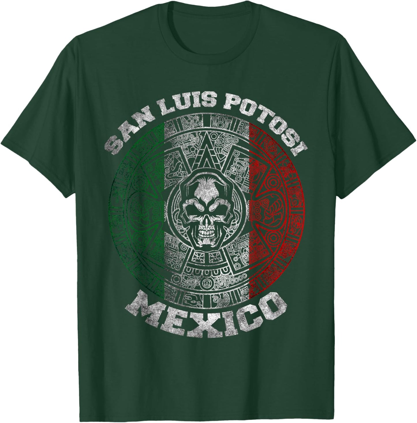 San Luis Potosi Aztec Mayan Calendar Skull. Mexico Pride T-Shirt - T-Shirt | Forest