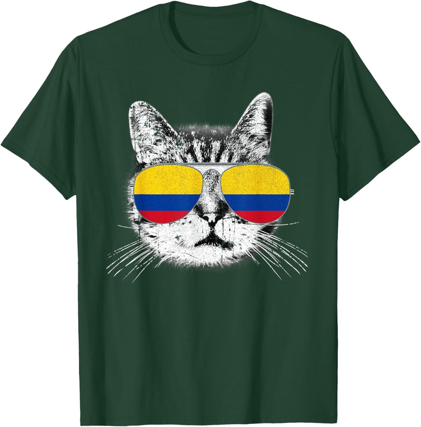Colombia Flag Shirt Colombian Pride Cat Men Women Kids Gift T-Shirt - T-Shirt | Forest
