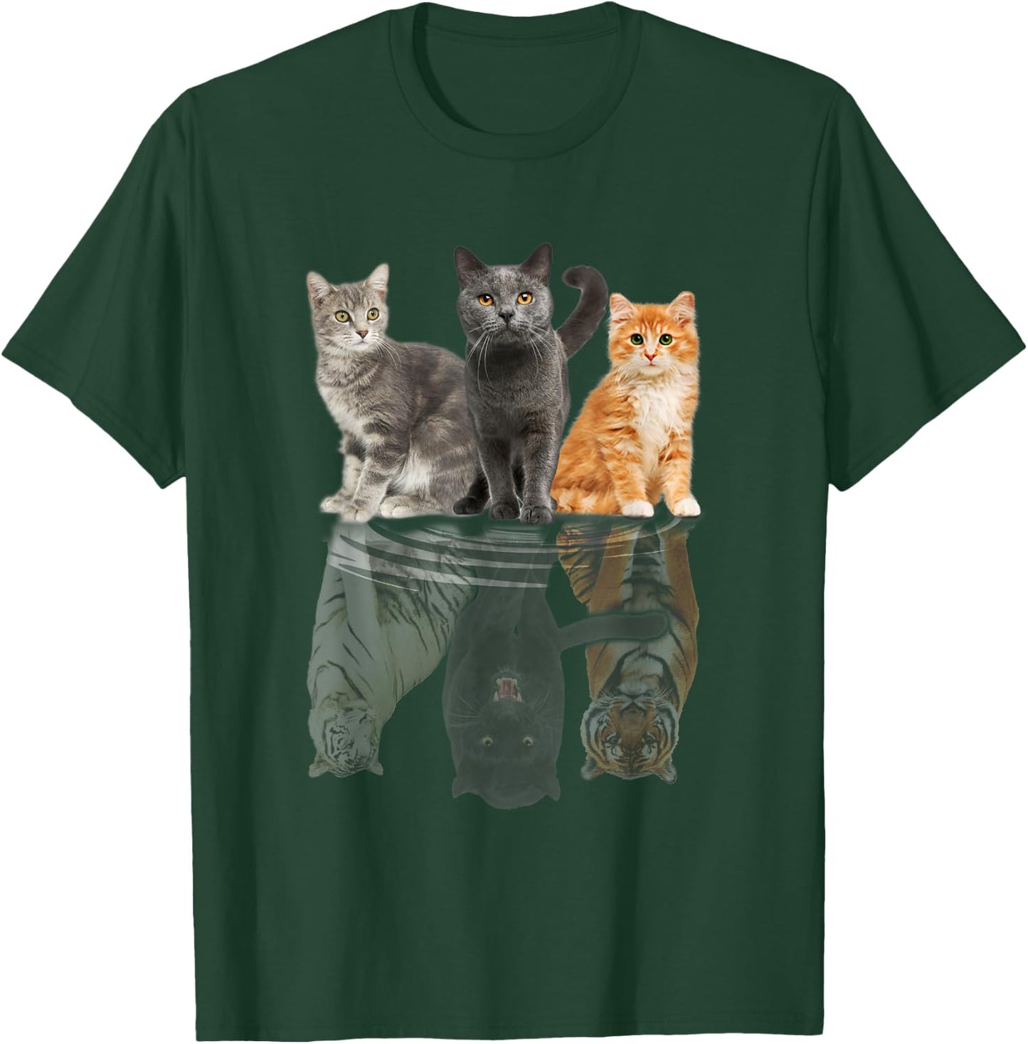 Cats Reflection Mirror Puma Cheetah Tiger Funny Cat Lover Men Women Kids T-Shirt - T-Shirt | Forest