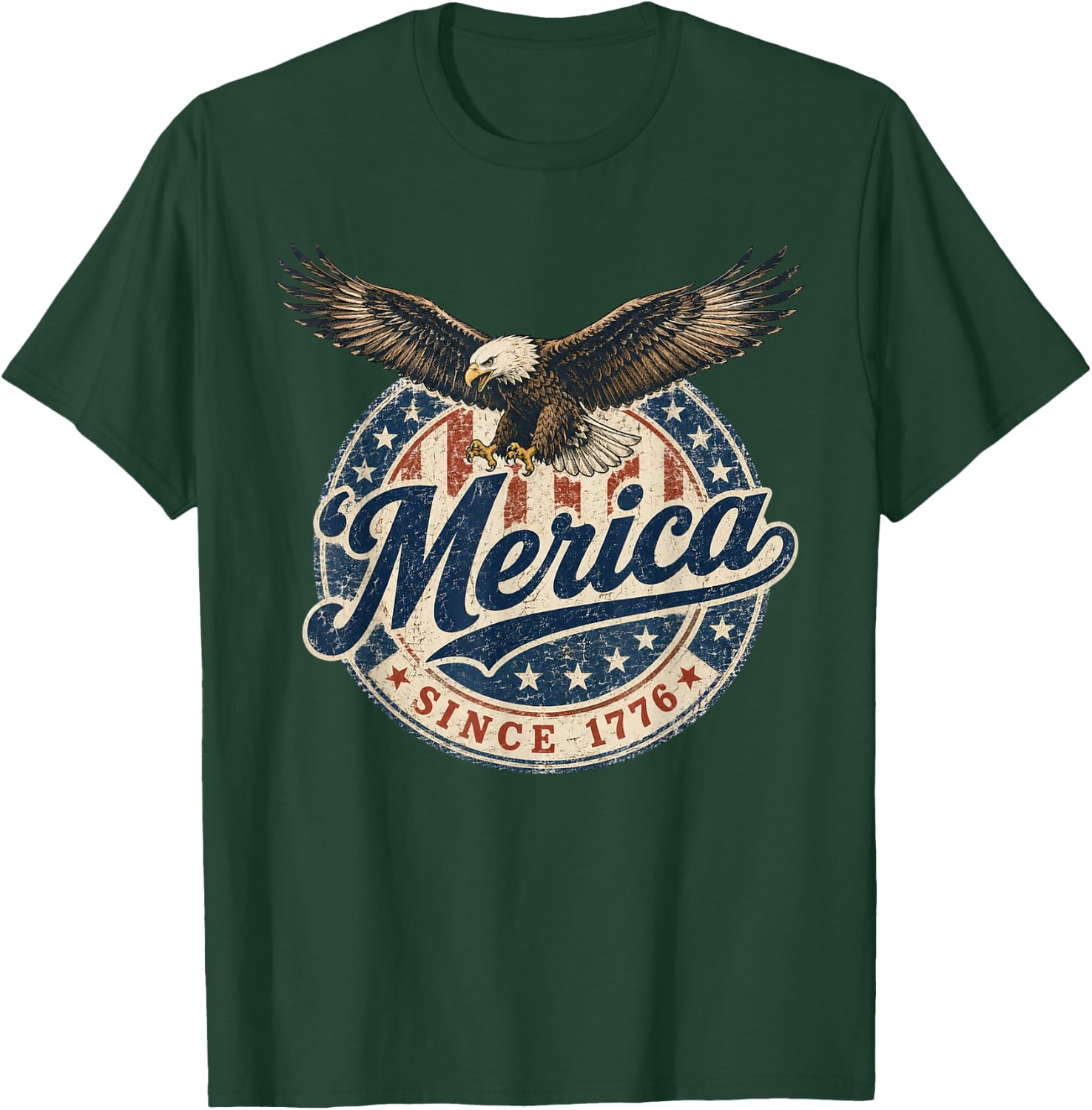 Merica Since 1776 Patriotic Eagle Vintage Retro USA Pride T-Shirt - T-Shirt | Forest