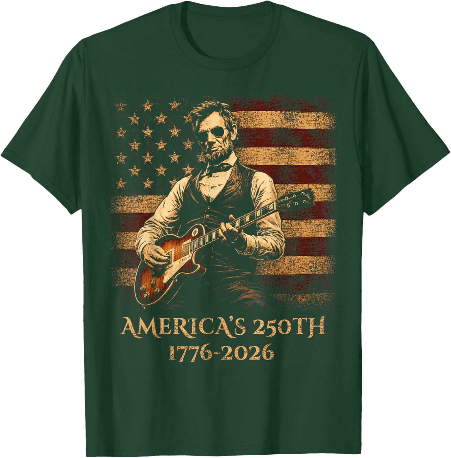 Abraham Lincoln Playing Guitar Vintage 250th Anniversary T-Shirt - T-Shirt | Forest