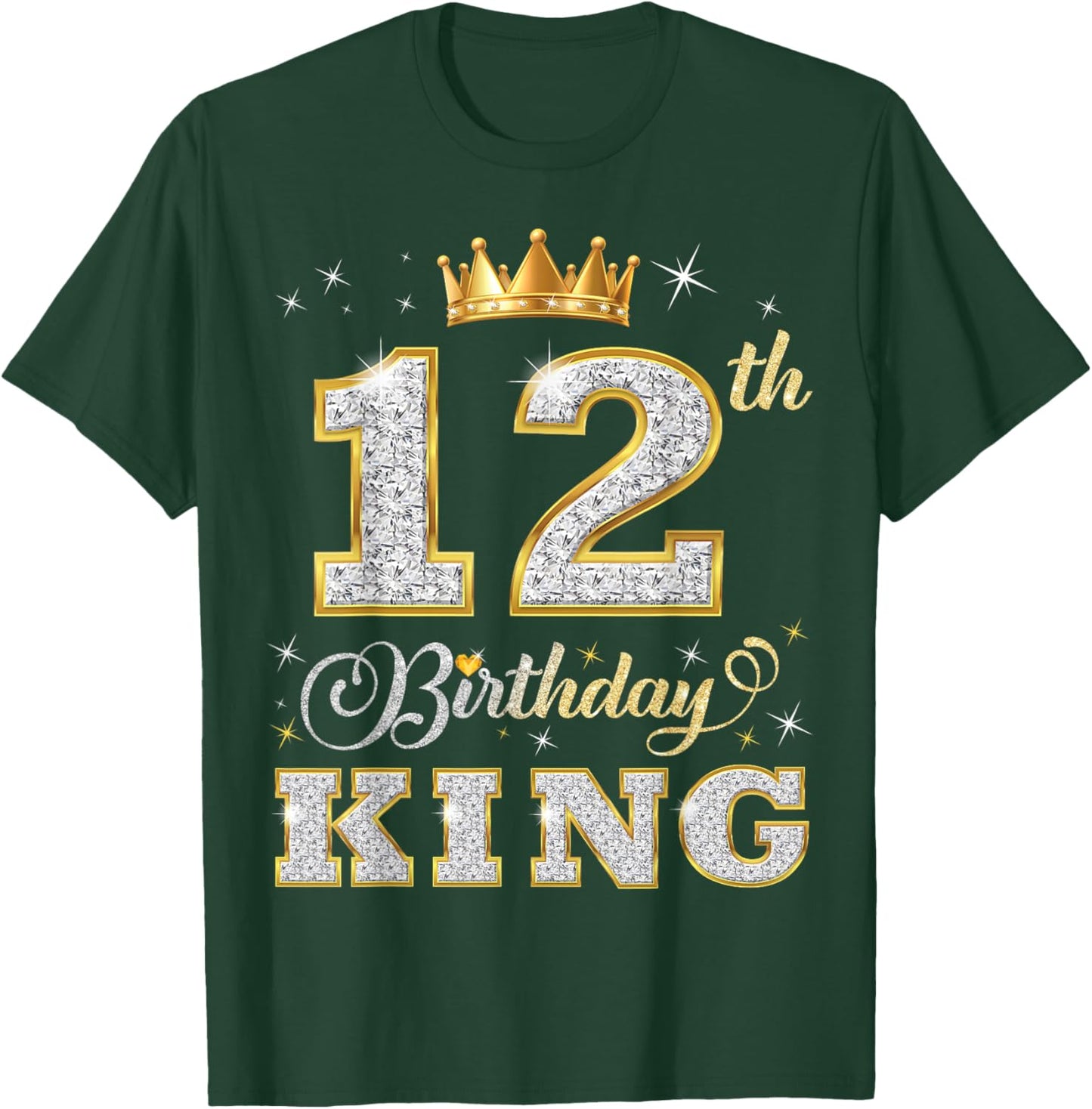 12th Birthday King 12 Years Old Birthday Party T-Shirt - T-Shirt | Forest