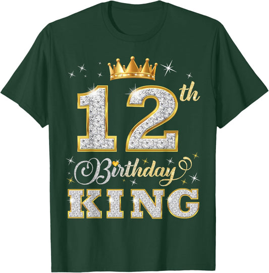 12th Birthday King 12 Years Old Birthday Party T-Shirt - T-Shirt | Forest