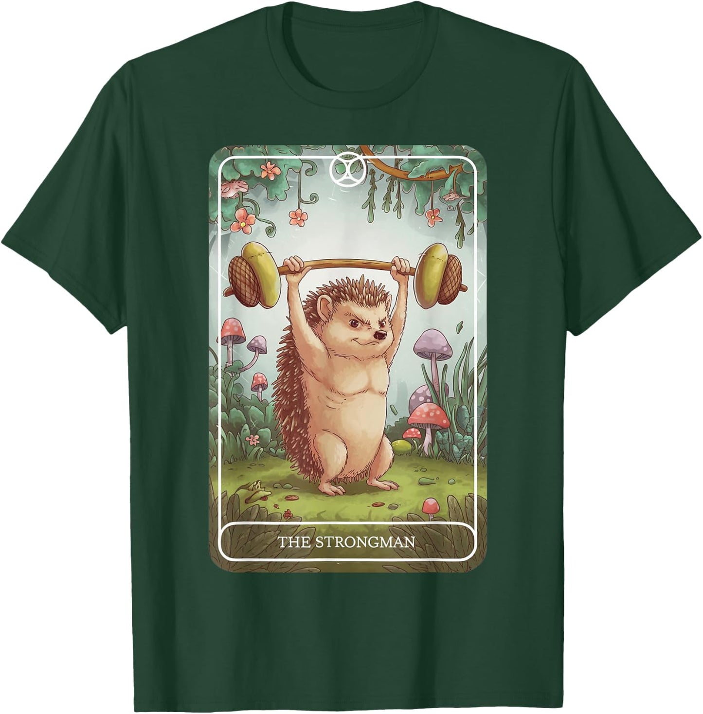 Tarot Card Hedgehog Strongman Lifting Workout Gym Fitness T-Shirt - T-Shirt | Forest
