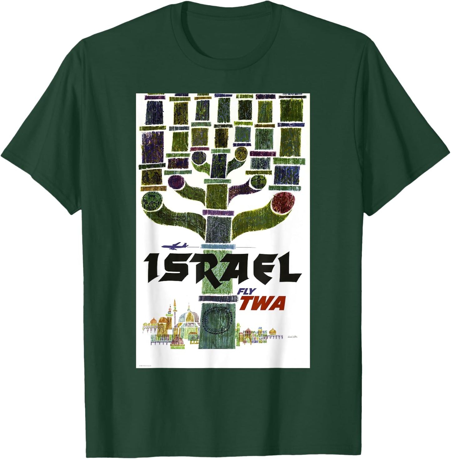 Fly TWA Israel Middle East Retro Vintage T-Shirt - T-Shirt | Forest