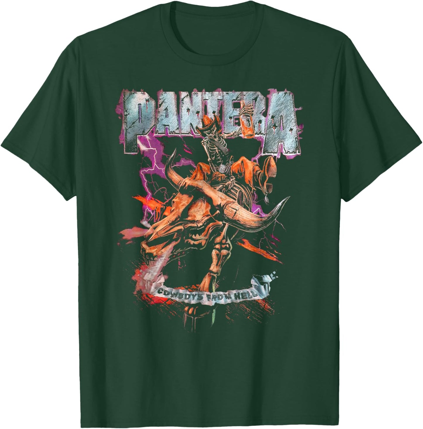 Pantera Official Cowboys From Hell Riding Skeleton Short Sleeve T-Shirt - T-Shirt | Forest
