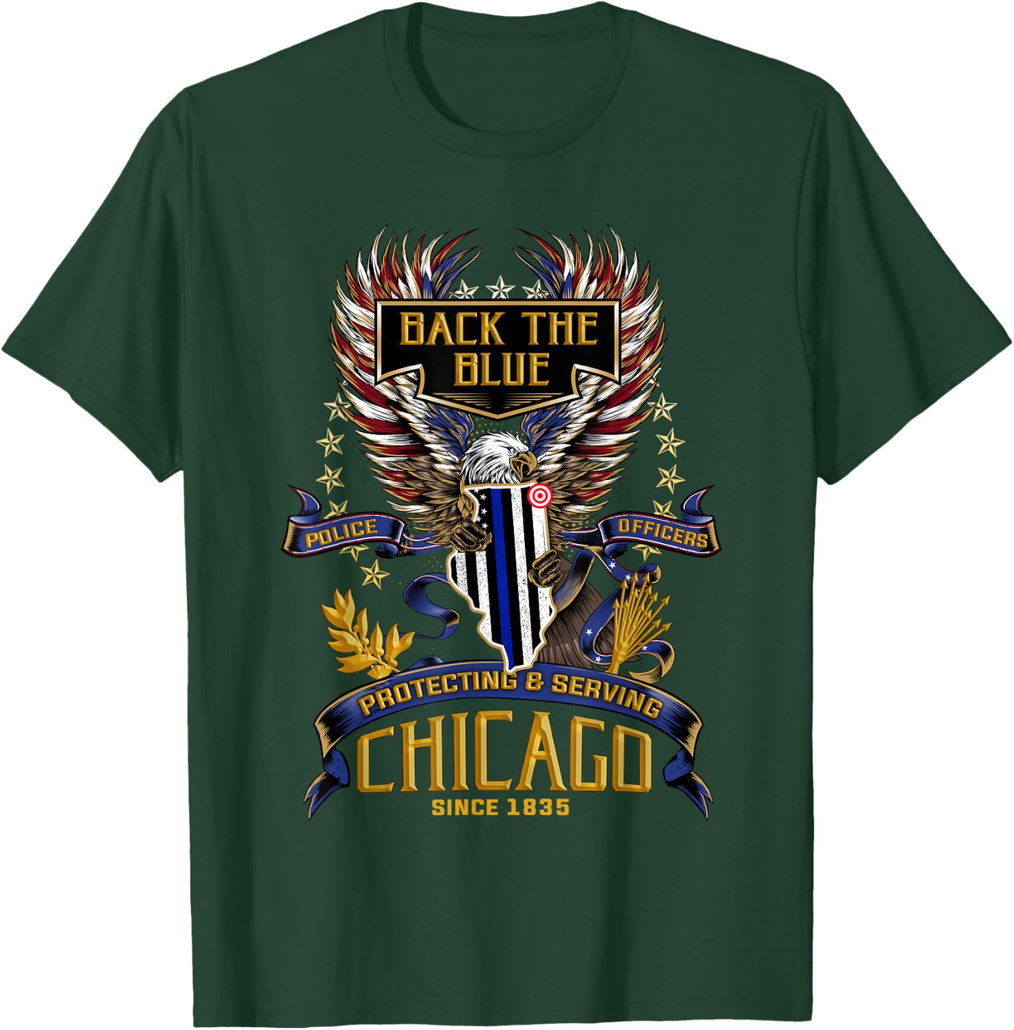 Police Support Back The Blue Chicago T-Shirt - T-Shirt | Forest