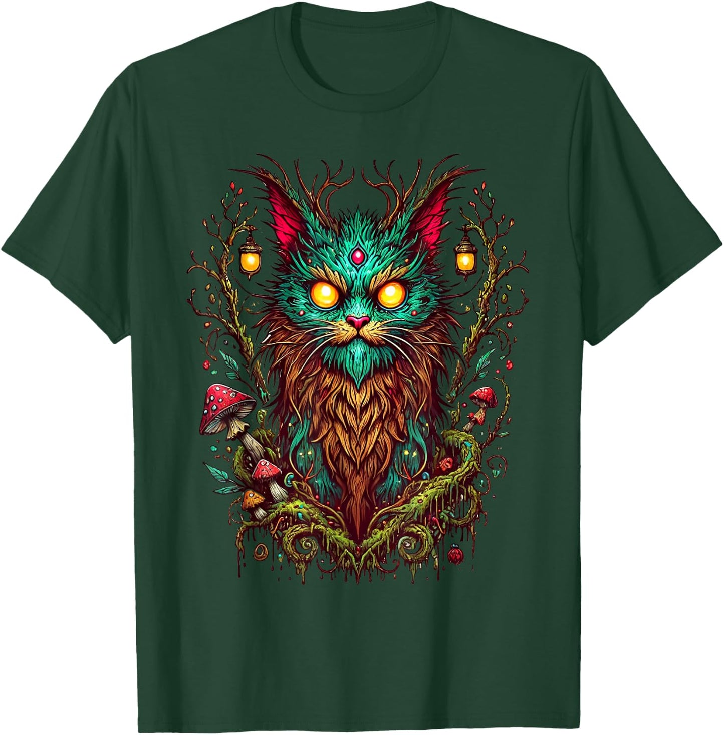 Magic Yule Cat Forest Spirit Mystic Feline Fantasy Witchcore Women Girls Kids T-Shirt - T-Shirt | Forest