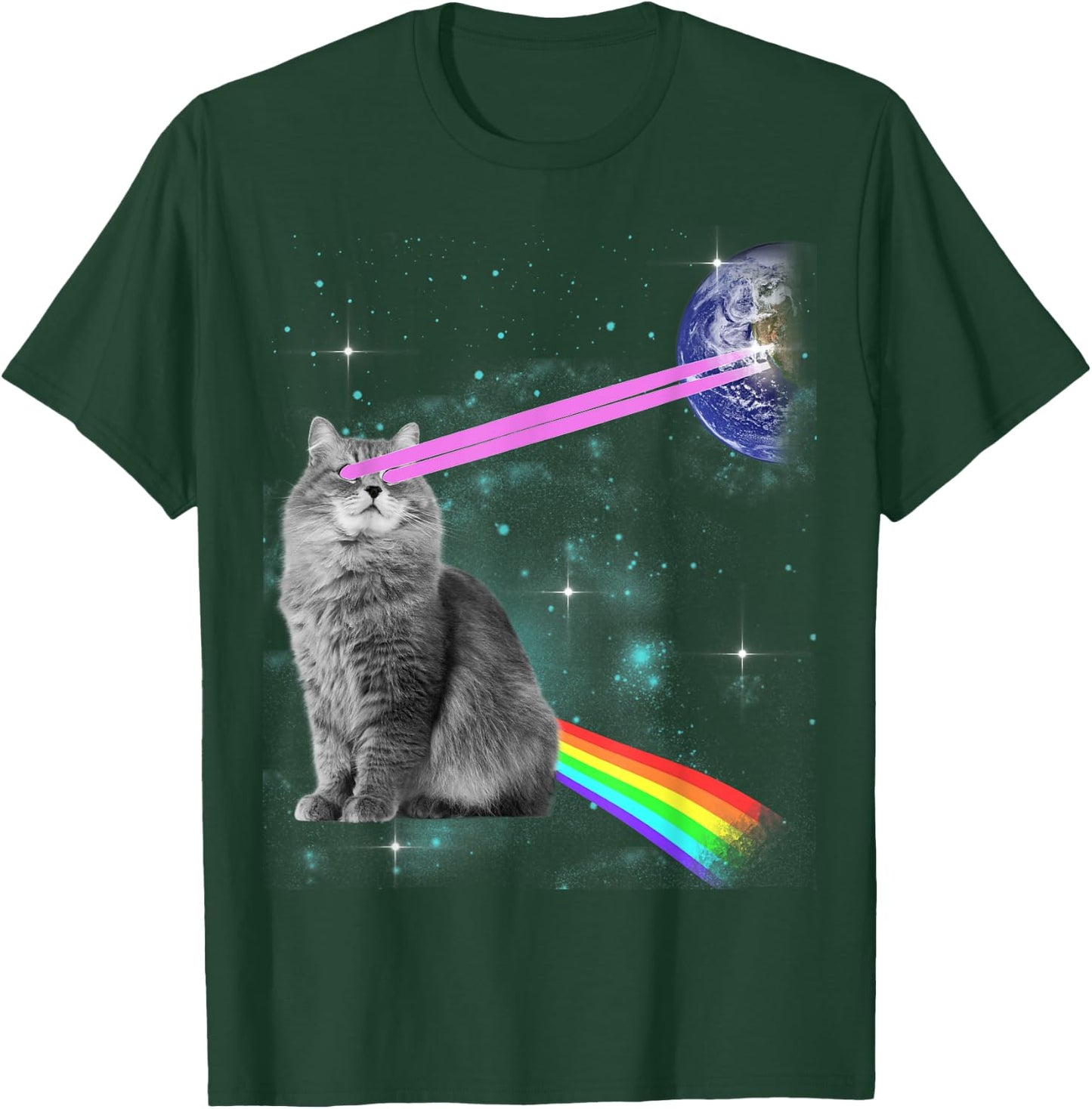 Laser Eyes Space Cat Women Kids T-Shirt - T-Shirt | Forest