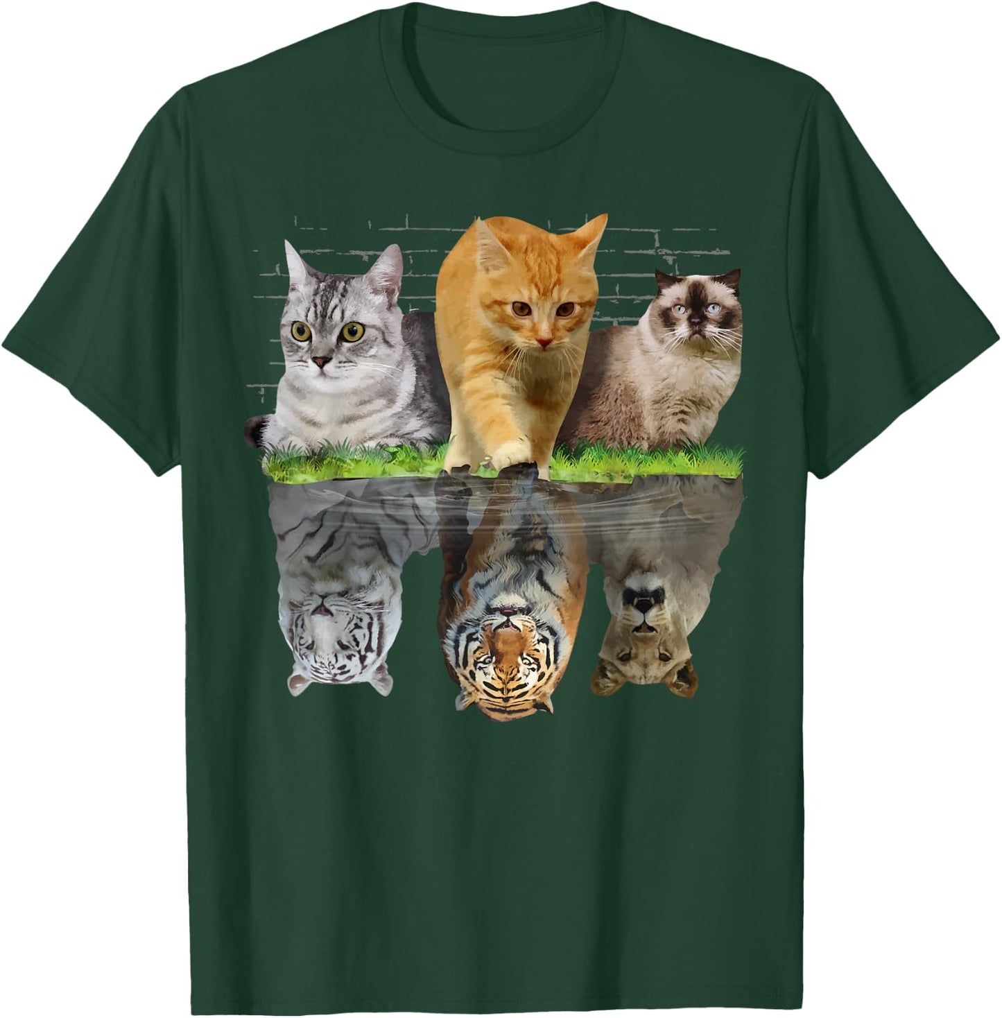 Fun Cat Reflection Gift Design Idea T-Shirt - T-Shirt | Forest