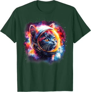 Funny Space Astronaut Cat Galaxy Outer Space Kitten Spaceman T-Shirt - T-Shirt | Forest