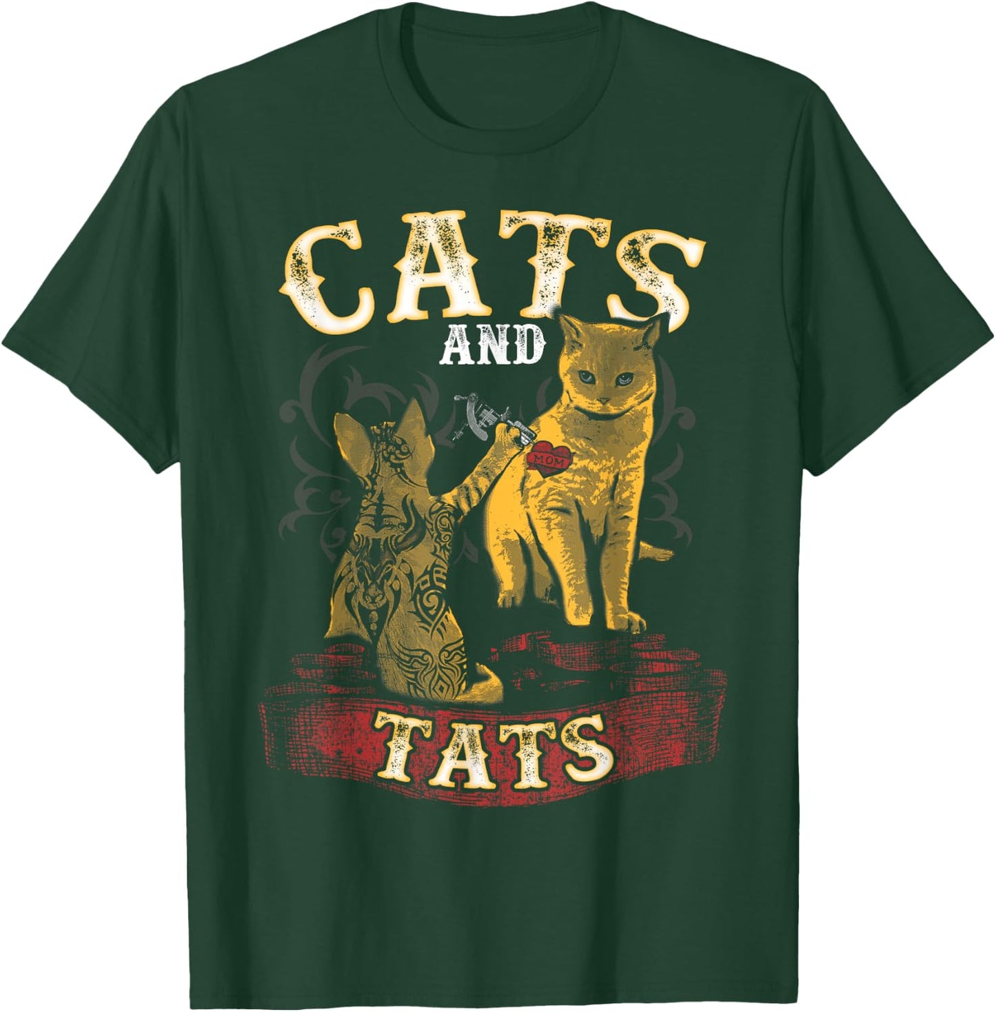 Cats And Tats - Funny Inked Cat Owner Tattoo Lover Men Women Girls Kids T-Shirt - T-Shirt | Forest