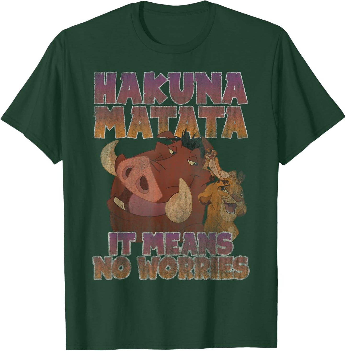 Disney The Lion King Hakuna Matata Distressed Group Shot T-Shirt - T-Shirt | Forest