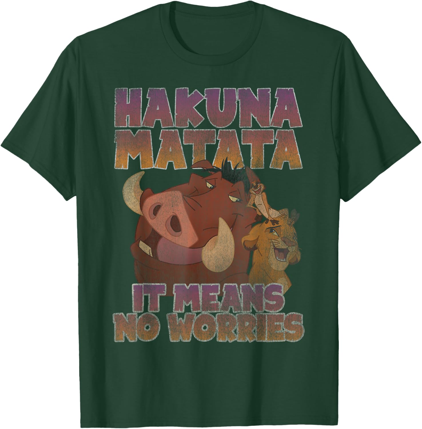 Disney The Lion King Hakuna Matata Distressed Group Shot T-Shirt - T-Shirt | Forest