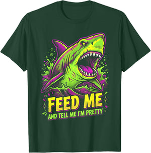Retro 80s Feed Me and Tell Me I'm Pretty Shark T-Shirt - T-Shirt | Forest