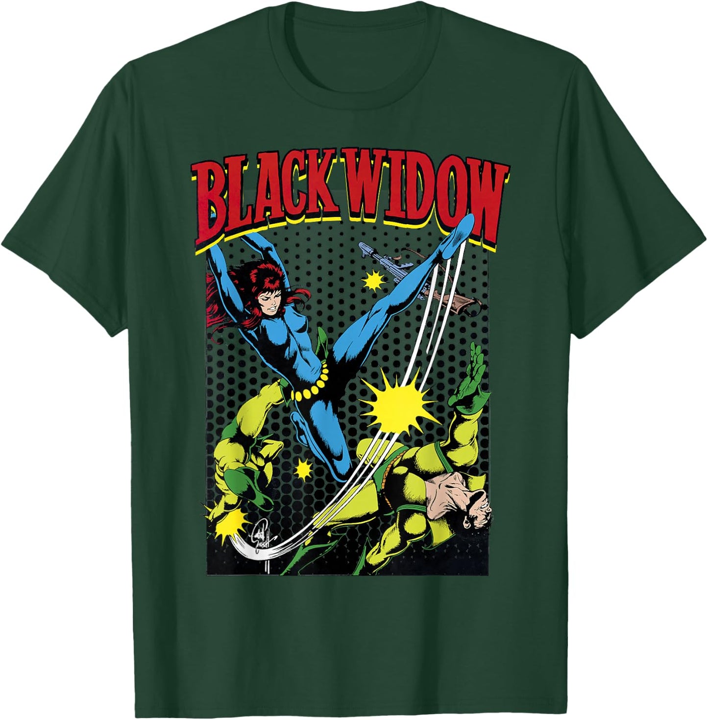 Marvel Black Widow Classic Retro Comic Swing Graphic T-Shirt - T-Shirt | Forest