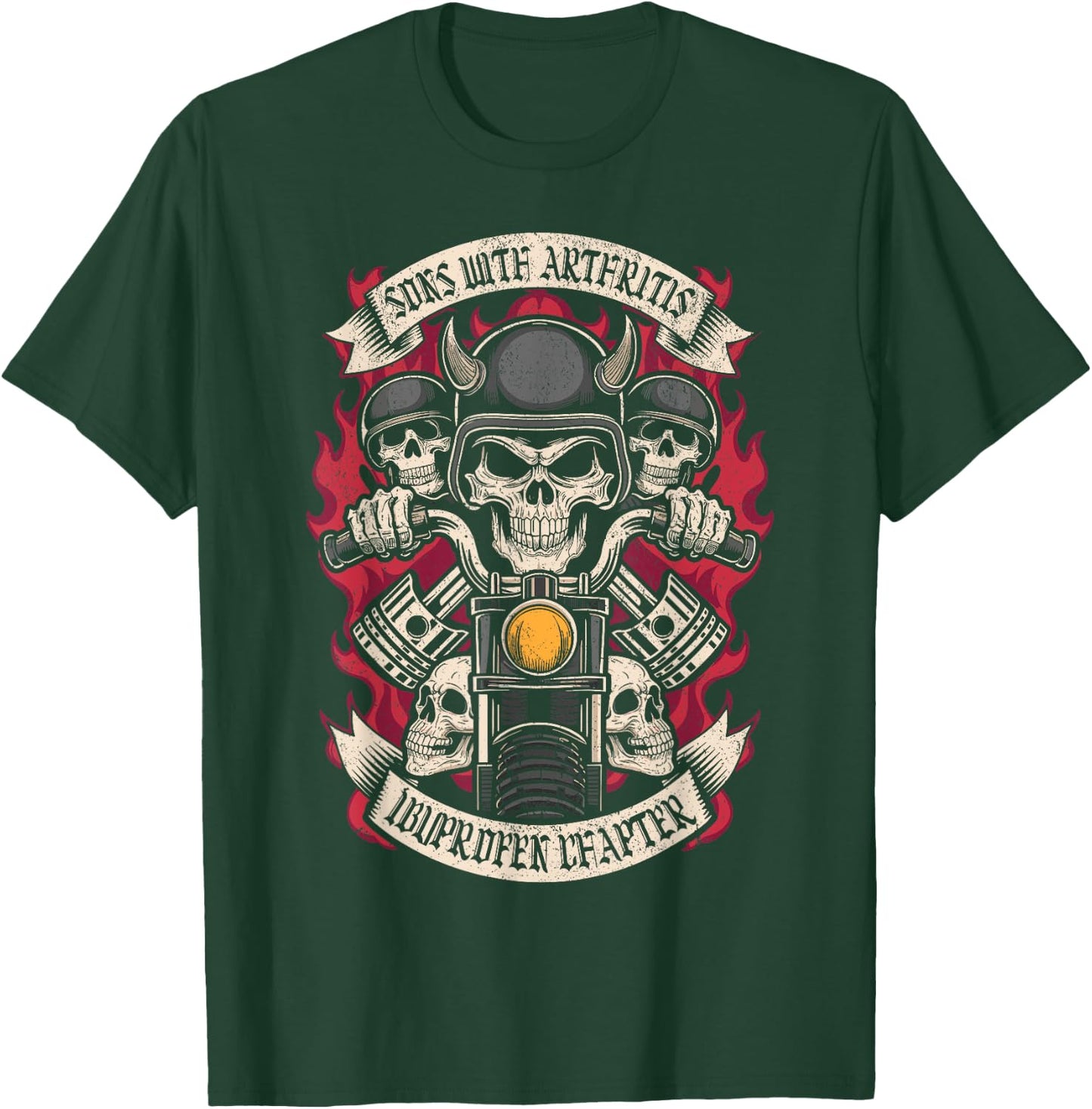 Sons with Arthritis Ibuprofen Chapter Skulls Motorcycle Men T-Shirt - T-Shirt | Forest